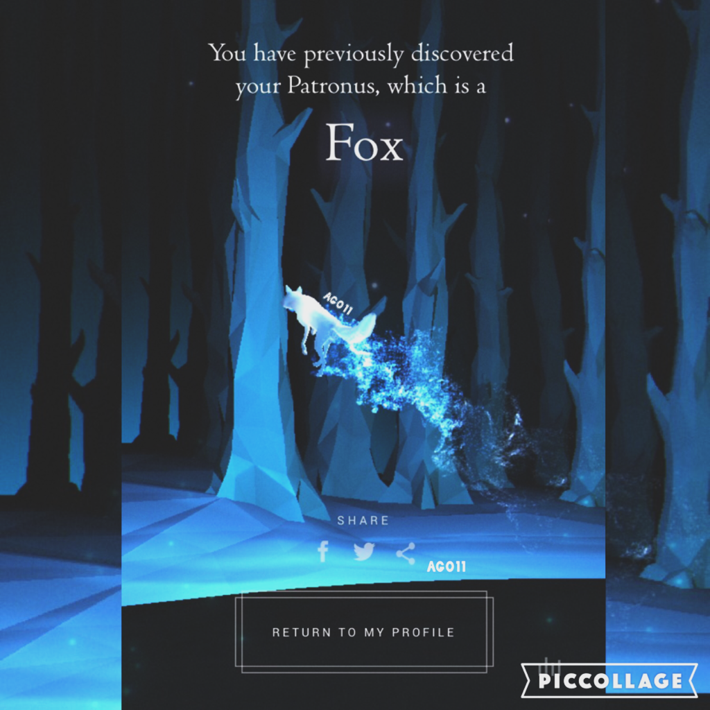 PATRONUS QUIZ IS A THING NOW!! I am so happy with my result! I feel a fox suits me perfectly! 😊What are y'all's patronus forms??✨✨💙comment belowww