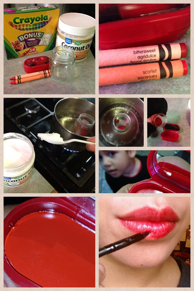 Boredom today?=making lipstick out of crayons! 
#makeup #DIY #crayola #crayons #red #love 