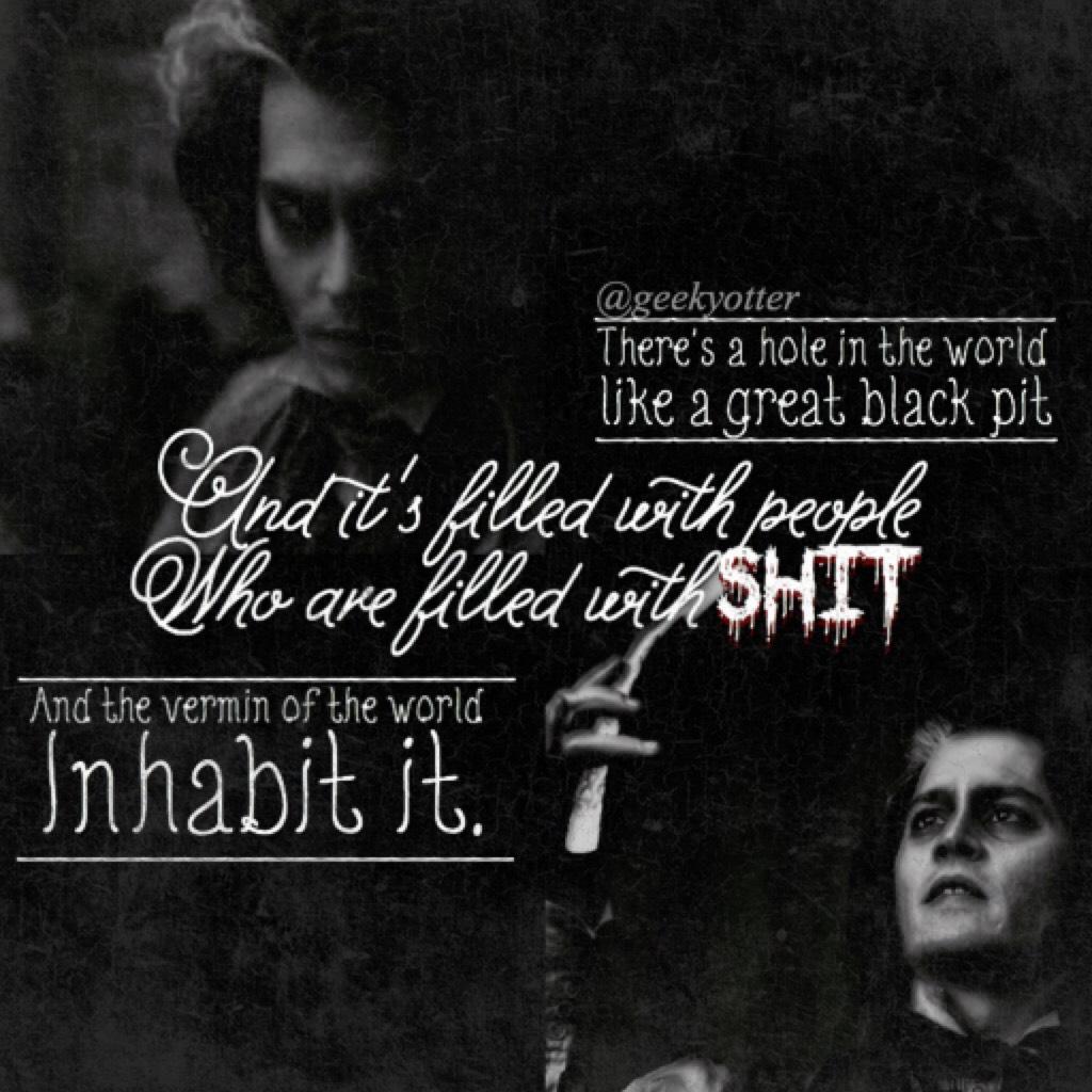 Tap
If y'all haven't seen Sweeney Todd (movie not the musical) what are you even doing with your life
I love this song, I love Johnny Depp, I love Helena, I love Alan Rickman, and I love the movie