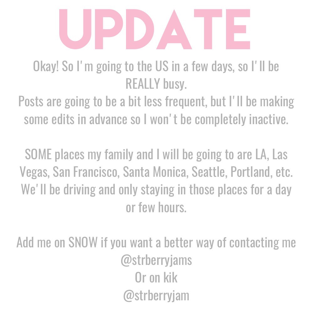 🍬T A P🍬

08.07.17

Hey! Tell me if you live in the US and maybe we can arrange something! I didn't add all the places on the list because some of them are a surprise, I'll try to update you guys on where my family and I are at that moment as often as I ca