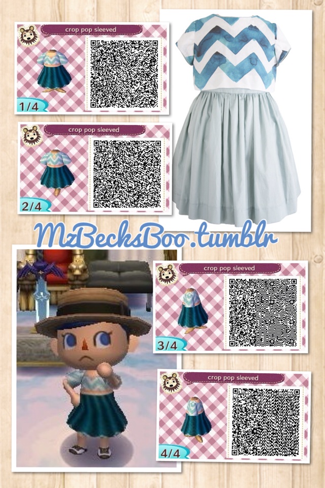 My crop pop dress was inspired by this one I found at www.barbarabeachdesigns.com

I wire this all summer in my animal crossing town. I miss the summer! Enjoy the codes!