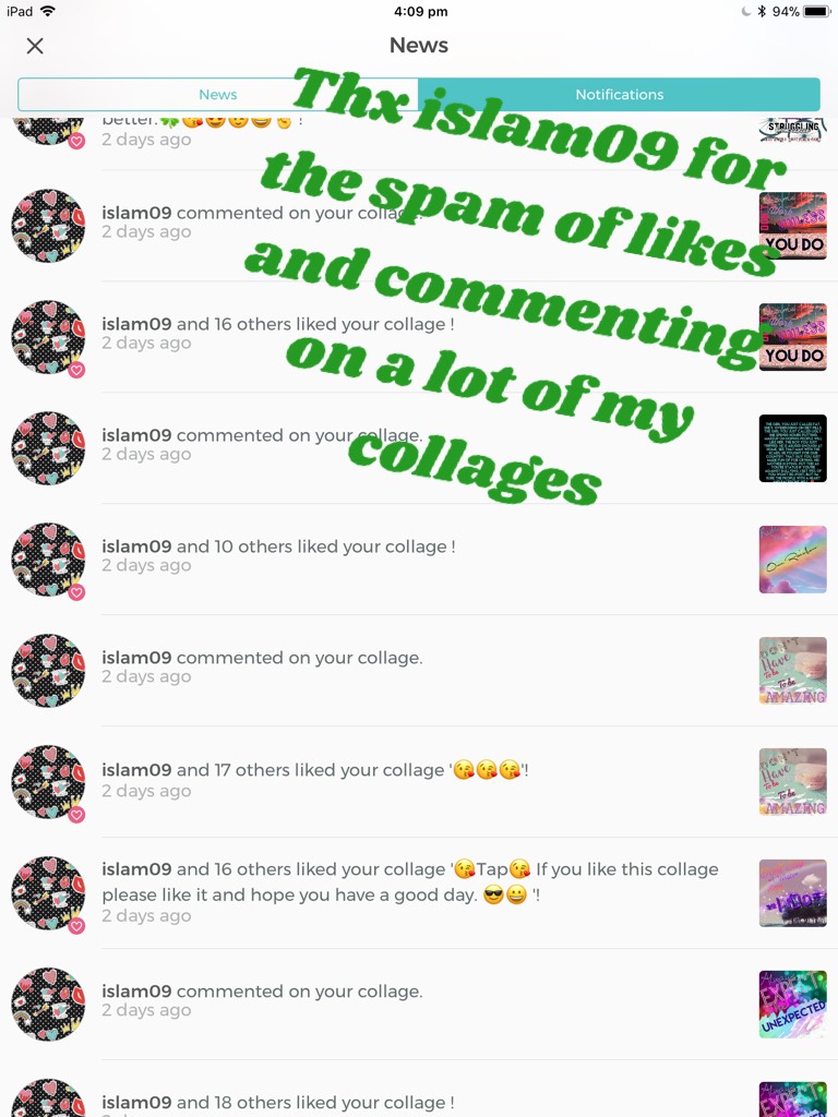 Thx islam09 for the spam of likes and commenting on a lot of my collages
