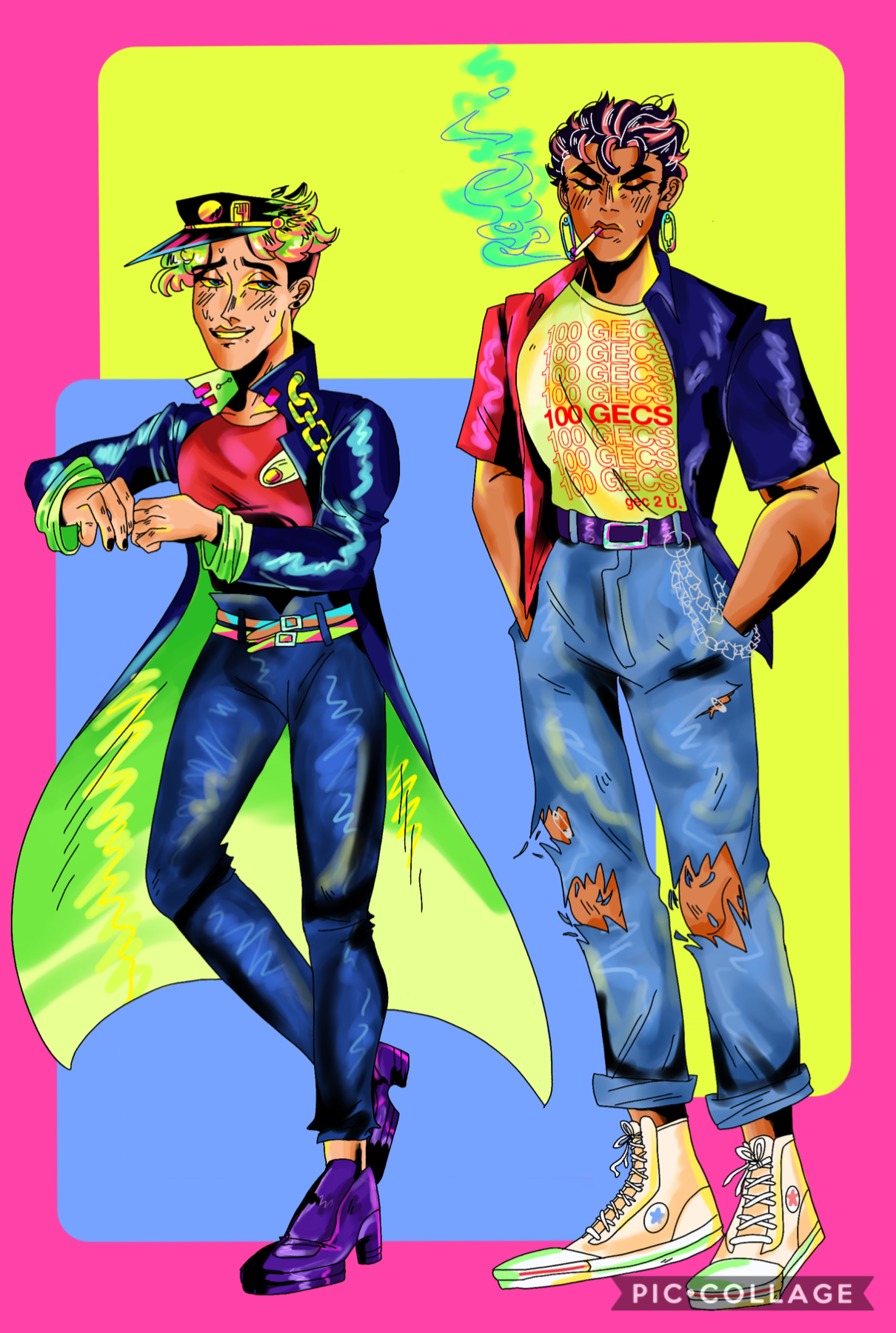 not me drawing self indulgent outfit swap art of me n jotaro for my bday....😼😼