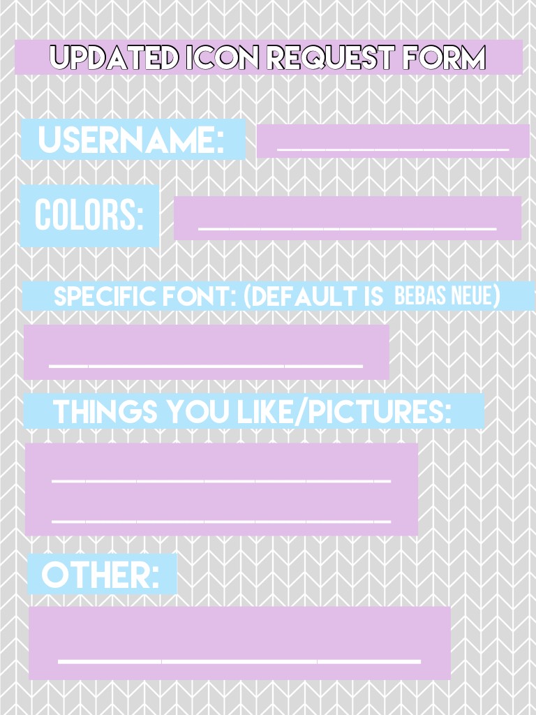 Click me!


Please fill out this form if you are requesting an icon. Any requests on my old form will not be accepted after 3/26/17. Remix this collage with your answers and comment with any questions. Please give credit when using my icons, or you will b