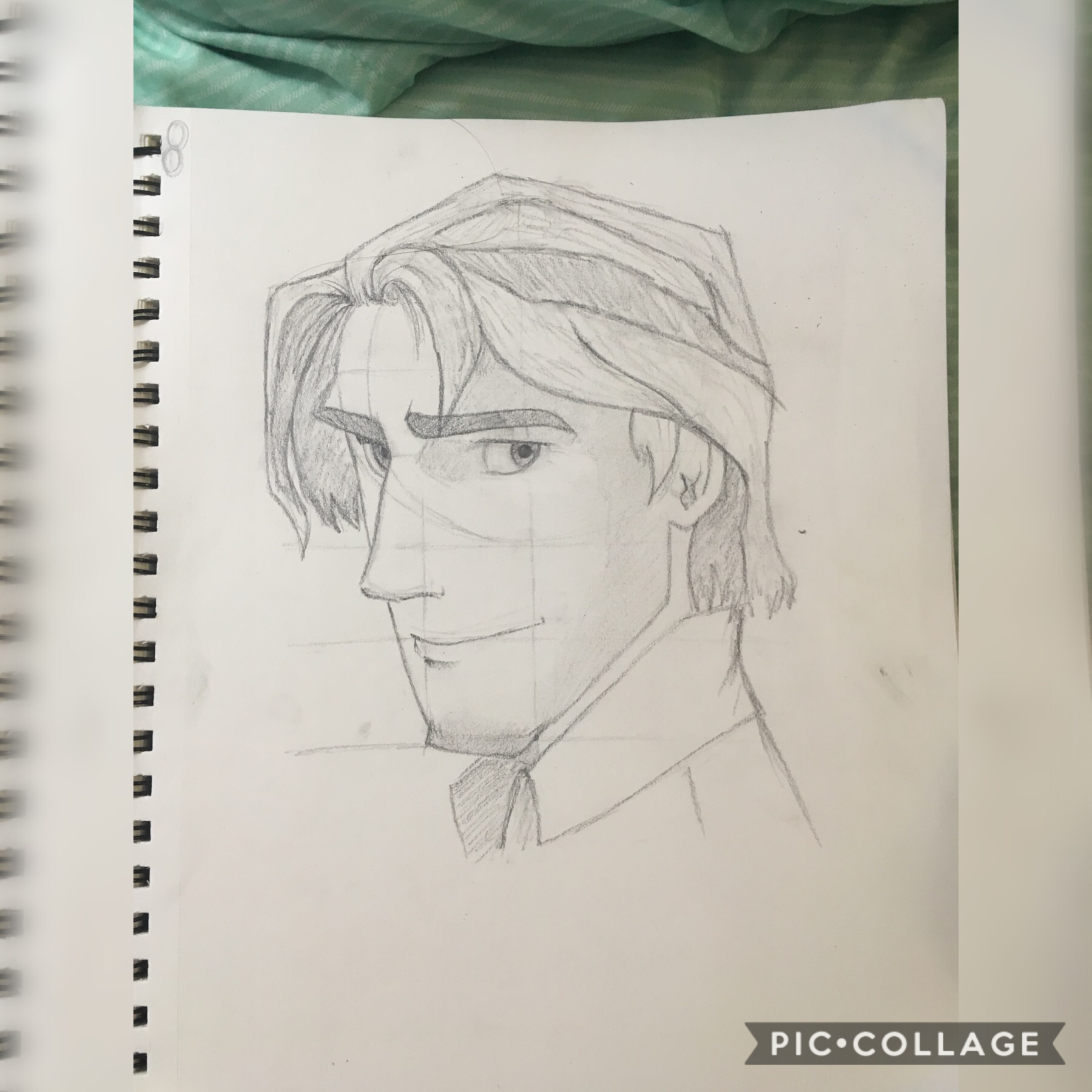 I drew my bf Flynn Ryder/Eugene Fitzherbert. i followed a tutorial from a guy that works at Hollywood studios haha. I sketched out the guidelines more vertically than the guy did so the eyes are too small but whatever
