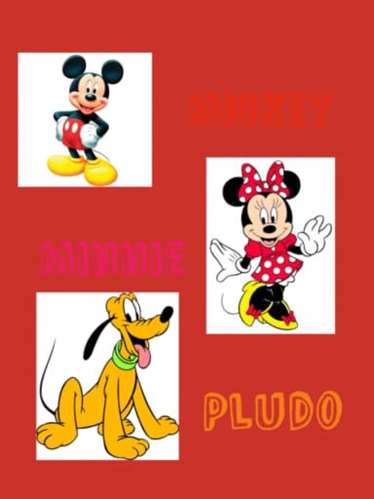 Mickey, Minnie, and Pluto.