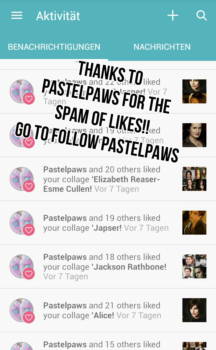 Thanks to
Pastelpaws for the
spam of likes!!
Go to follow Pastelpaws 