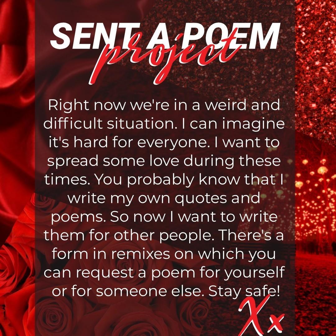 Wanna send some love in this weird world. Request a poem for yourself or a friend who deserves it. Let's be extra kind to each other during times like this.