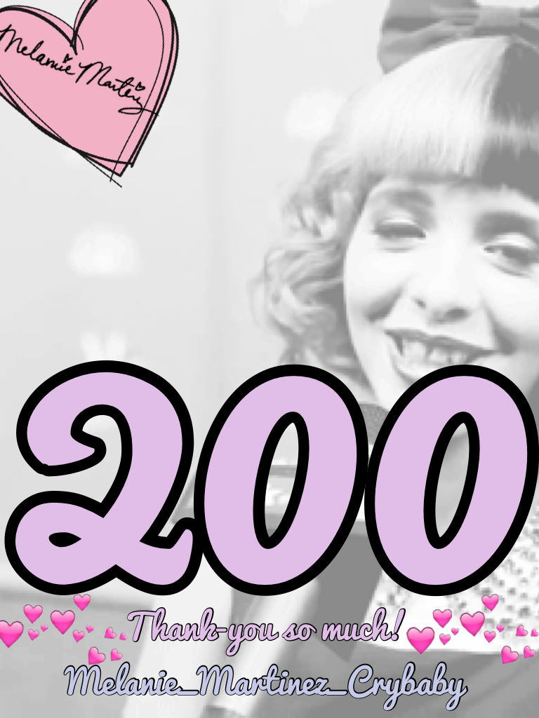 💖🍼Tap please🍼💖
Thank you so much for 200 followers! You guys are all amazing! Mel looks adorable in this gif! Let's try and get 300 next! Lots of love, Melanie_Martinez_Crybaby 🍼🍼🍼