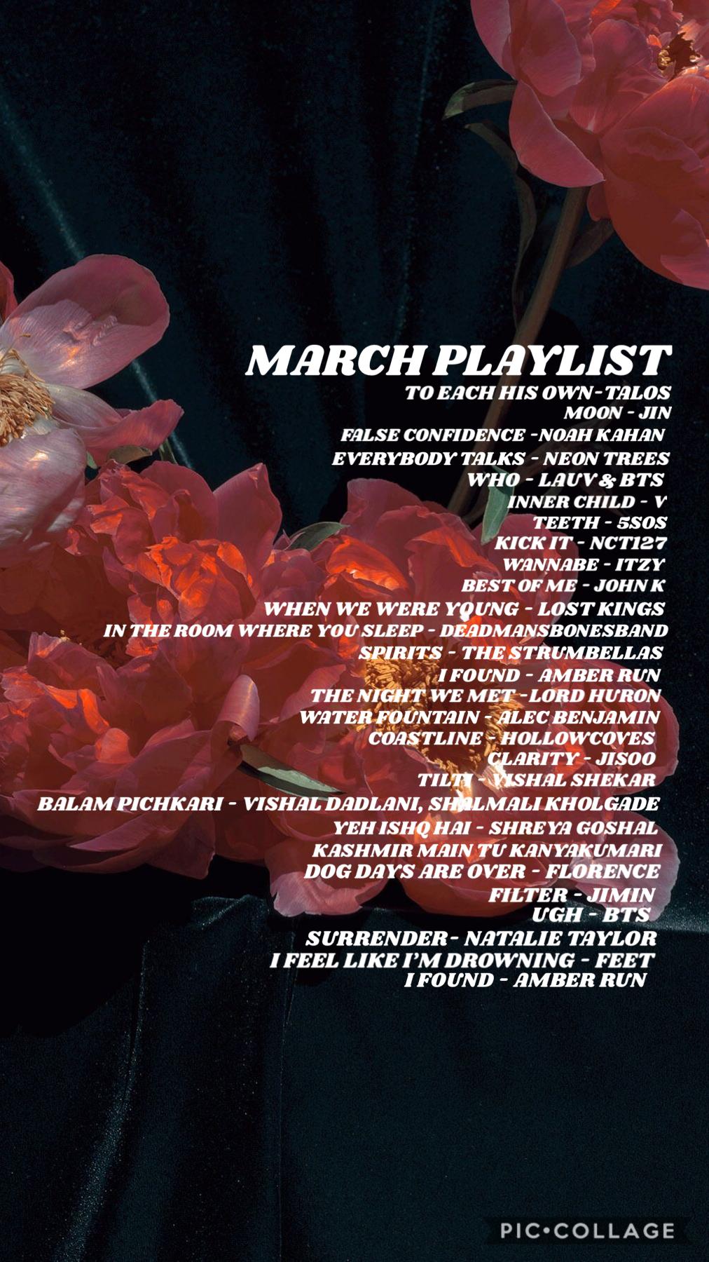 🌸enjoy this march playlist, i usually don’t post them on my main but, i.. don’t have anything else to post lol🌸i’ll post a update soon because there’s a ton going on in my life, but until then how’s quarantine going??🌸 stay safe & wash your hands ☆