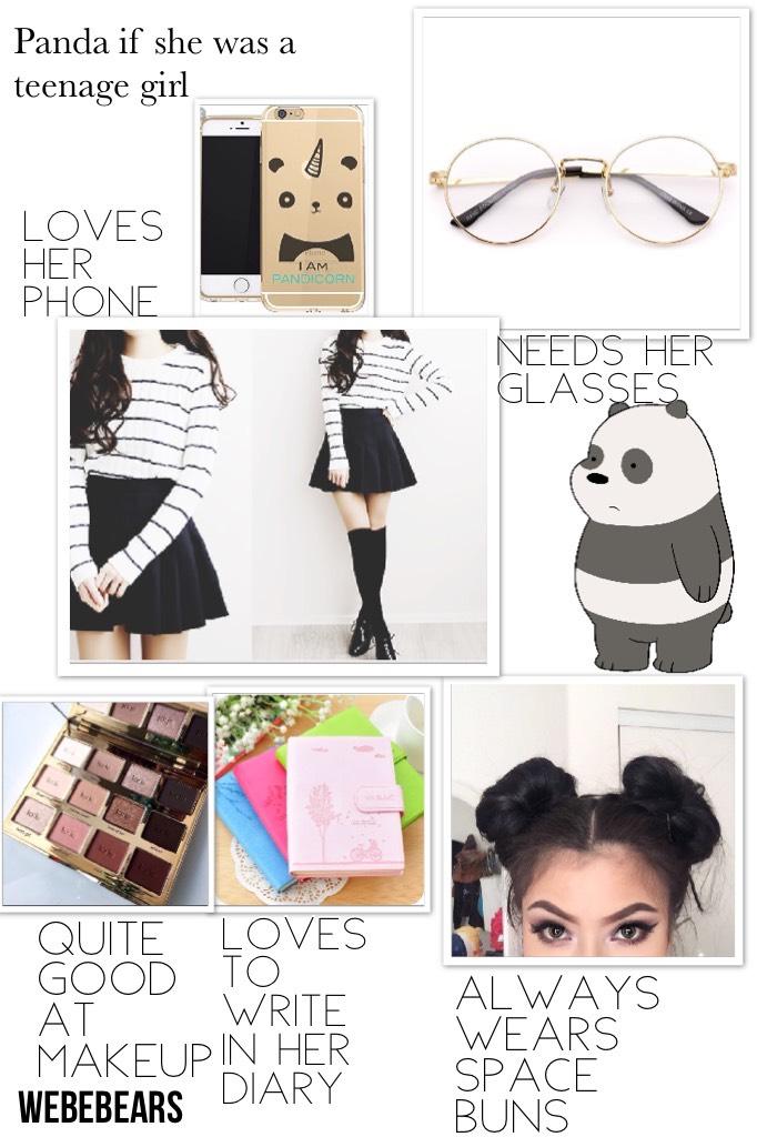 Panda if she was a teenage girl #WeBareBears #Fashion #Cute #BlackandWhiteoutfits